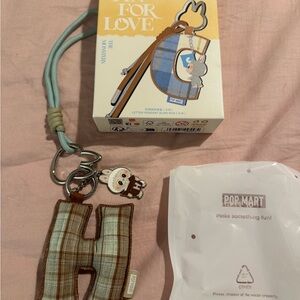 LABUBU Plaid Letter Keychain “H”